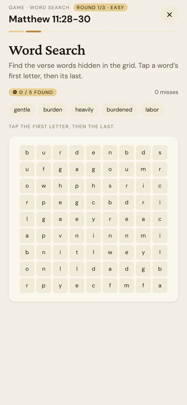 Word search — find the verse words
