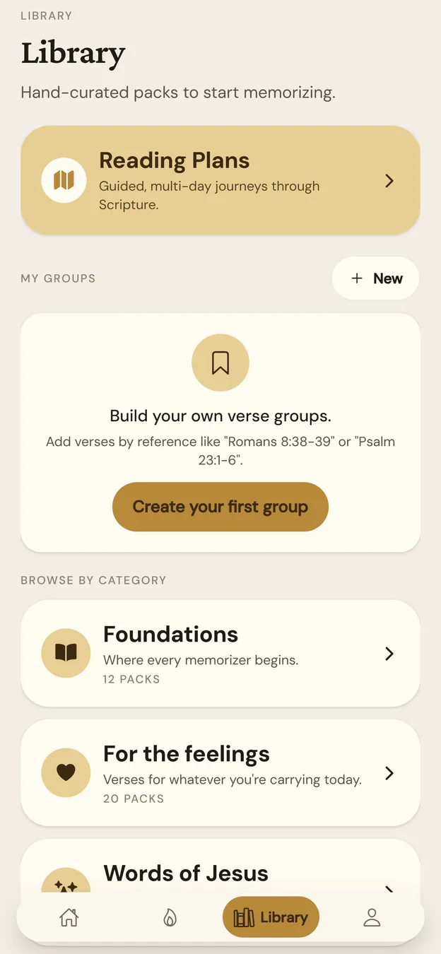 Library — curated verse packs