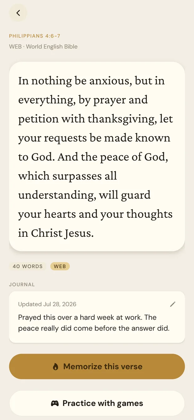 Verse detail with journal notes